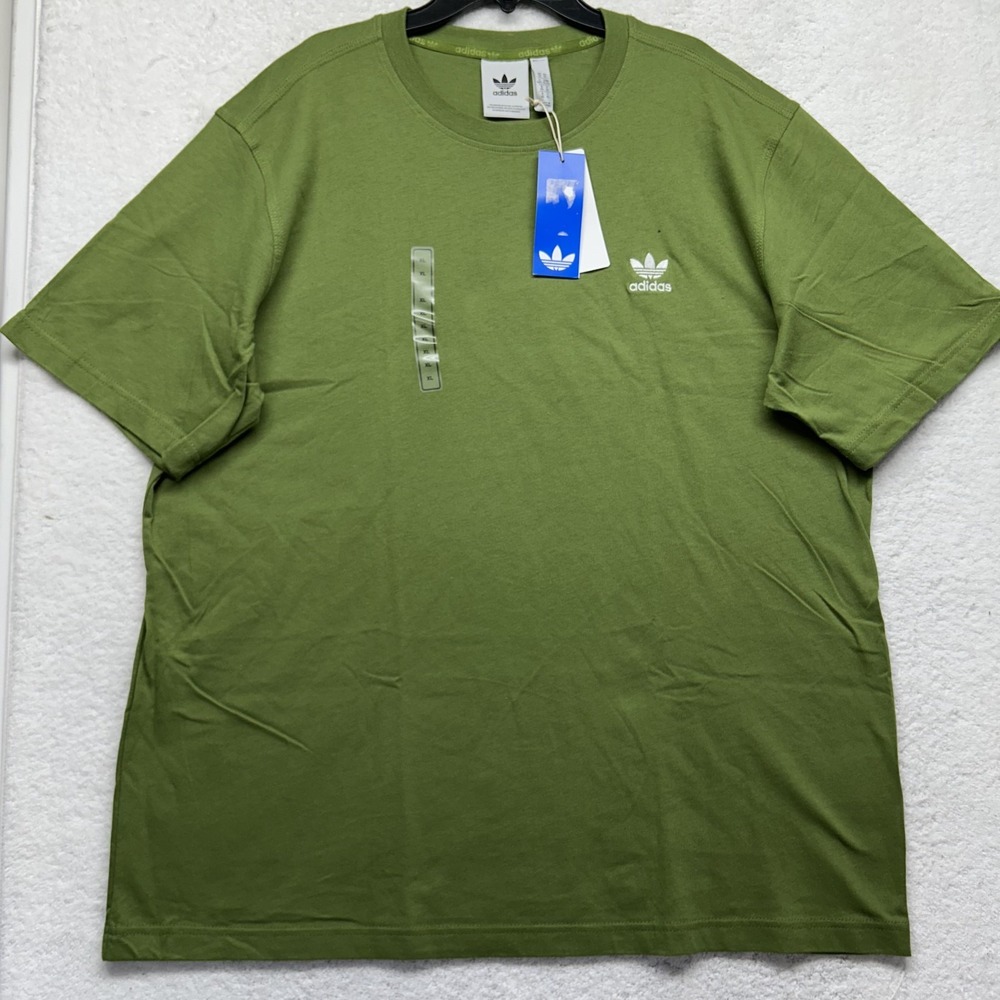 Adidas Mens Size XL Green Essentials Trefoil Athletic Shirt